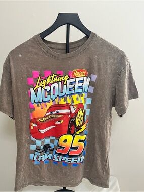 Men’s size small Disney Lightning McQueen Short Sleeve Tee - Brown